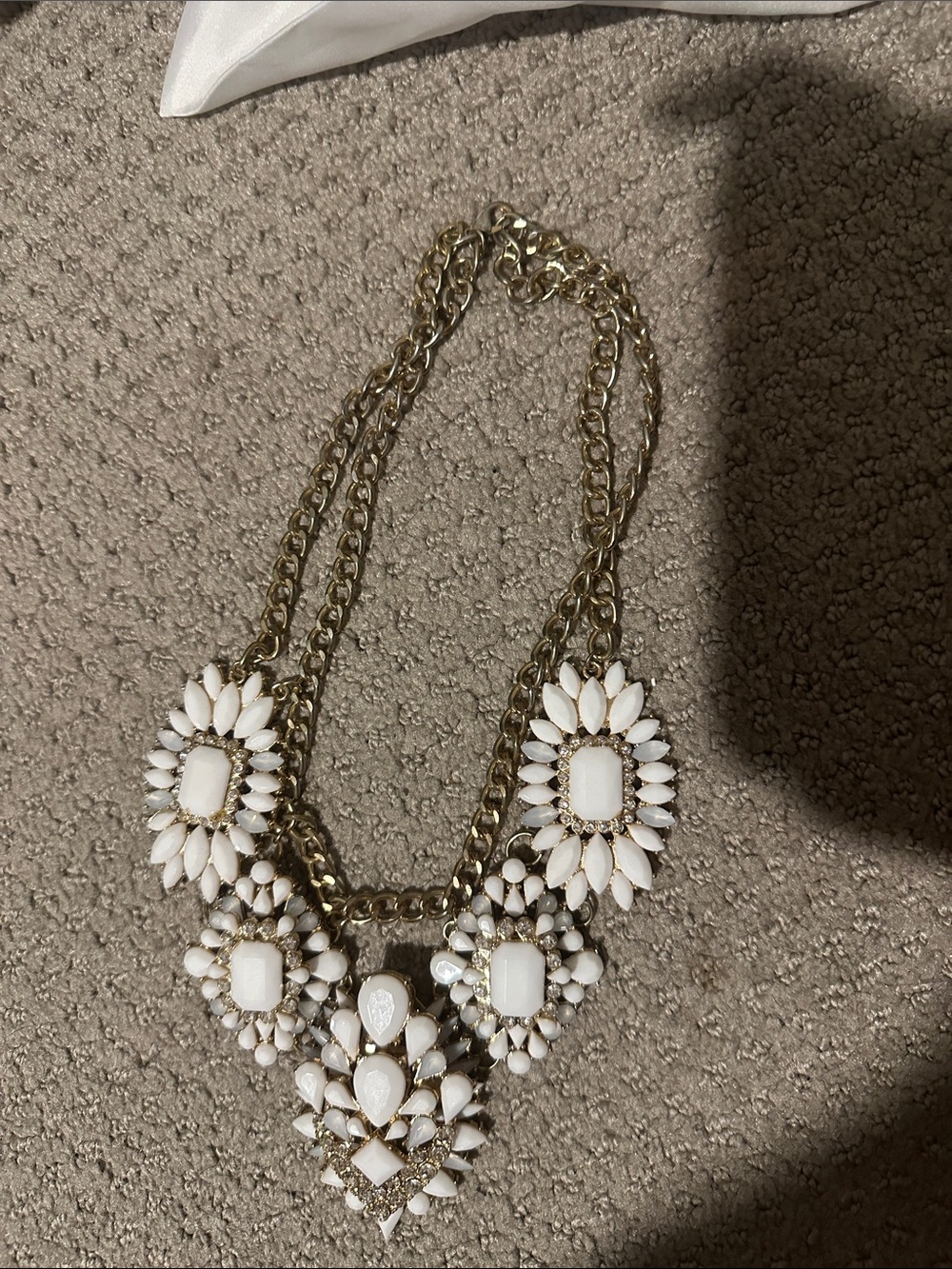 Statement White Floral Bib Necklace - Unbranded